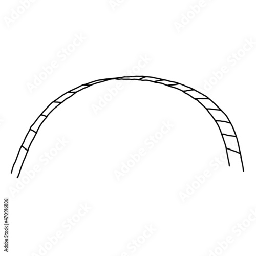 Beautiful hand-drawn black vector illustration of a bridge metal swedish wall for children isolated on a white background