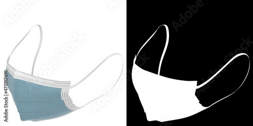 3D rendering illustration of a surgical mask