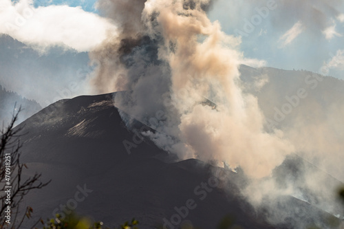 View of eruption of Cumbre Vieja Volcano. La Palma, Canary Islands, Spain. November, 2021