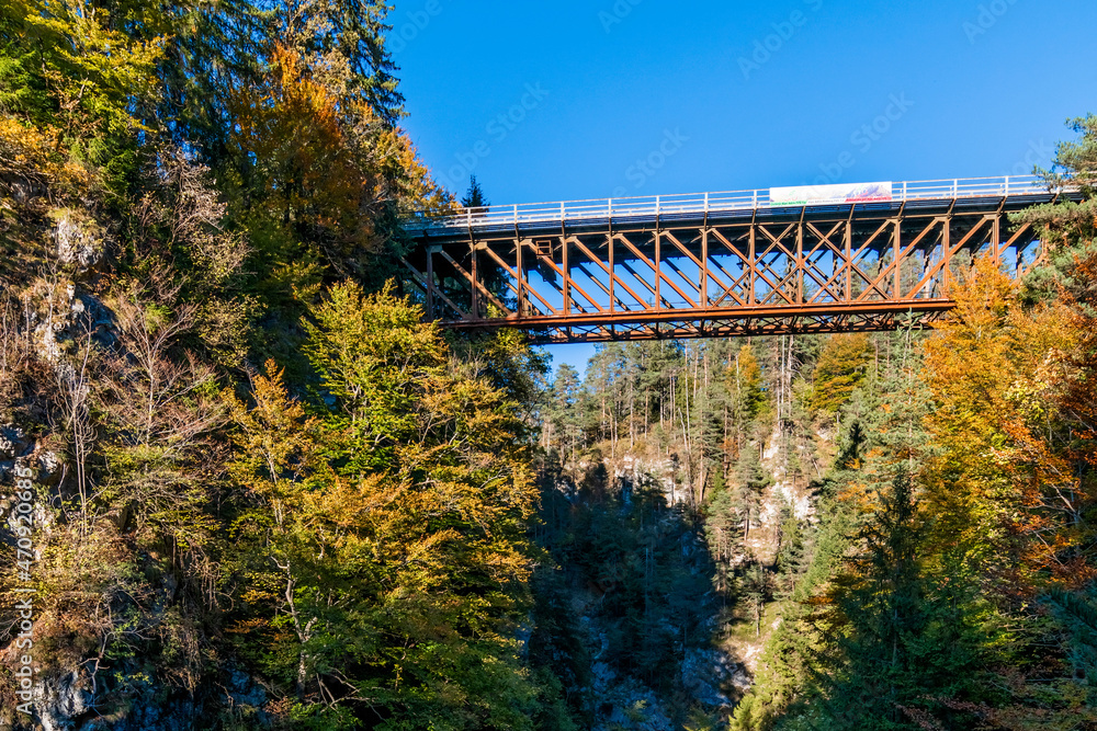 Panorama and details of the Slizza ravine in Autumn. Tarvisio. Panorama and details of the Slizza ravine in Autumn. Tarvisio.