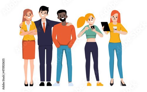 Business people teamwork character. Flat cartoon illustration vector design.
