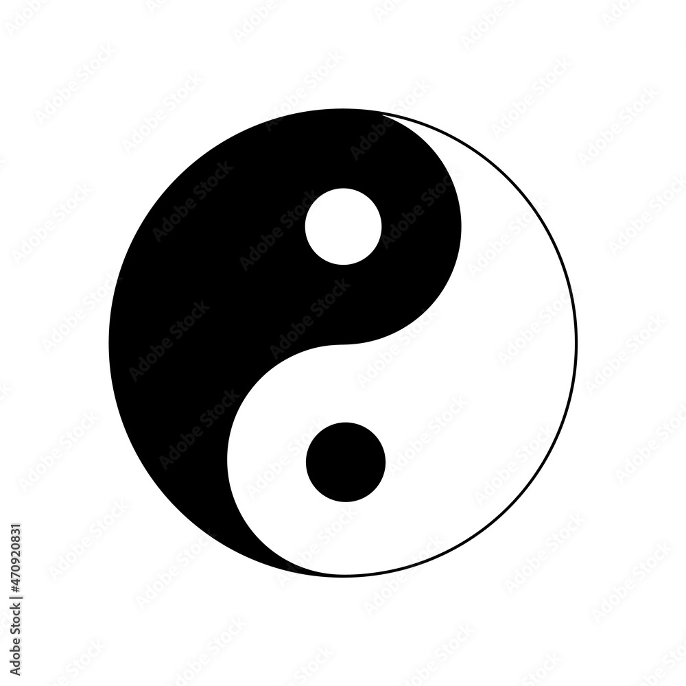 Black yin yang on a white background, Vector illustration Black yin yang on a white background, Vector illustration
