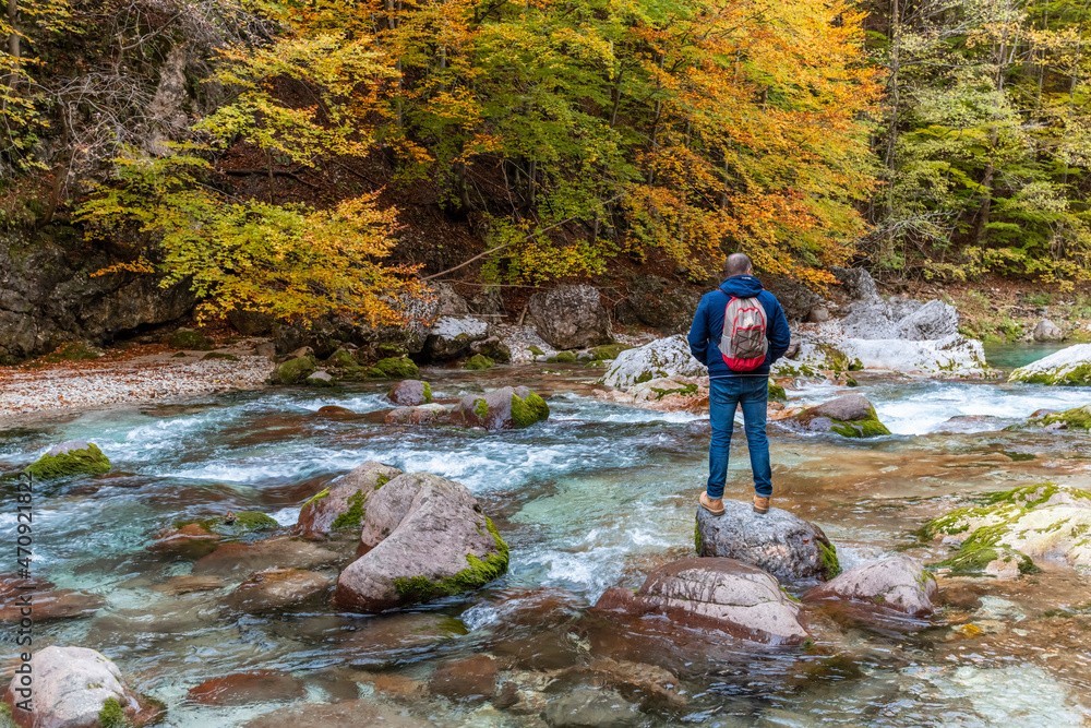 Panorama and details of the Slizza ravine in Autumn. Tarvisio. Panorama and details of the Slizza ravine in Autumn. Tarvisio.
