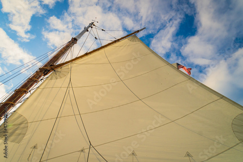  the sail on a historic  gaff-rigged 