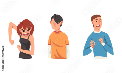 Man and Woman Having Different Facial Expression and Feeling Vector Set