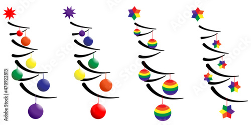 weihnachtstbaum regenbogen variationen