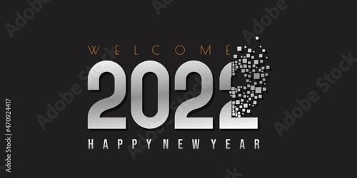 Typography design of 2022 with welcome 2022 concept design.