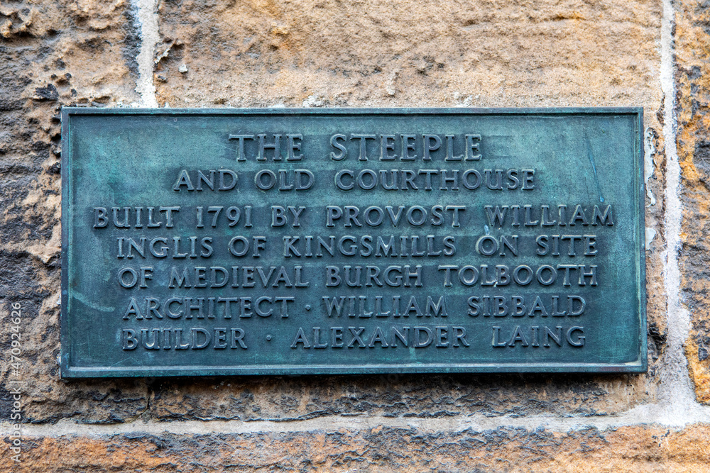 Tolbooth Steeple Plaque in Inverness, Scotland
