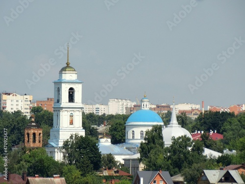 Ancient historical building of orthodox church cathedral in Russia, Ukraine, Belorus, Slavic people faith and beleifs in Christianity Serpukhov photo