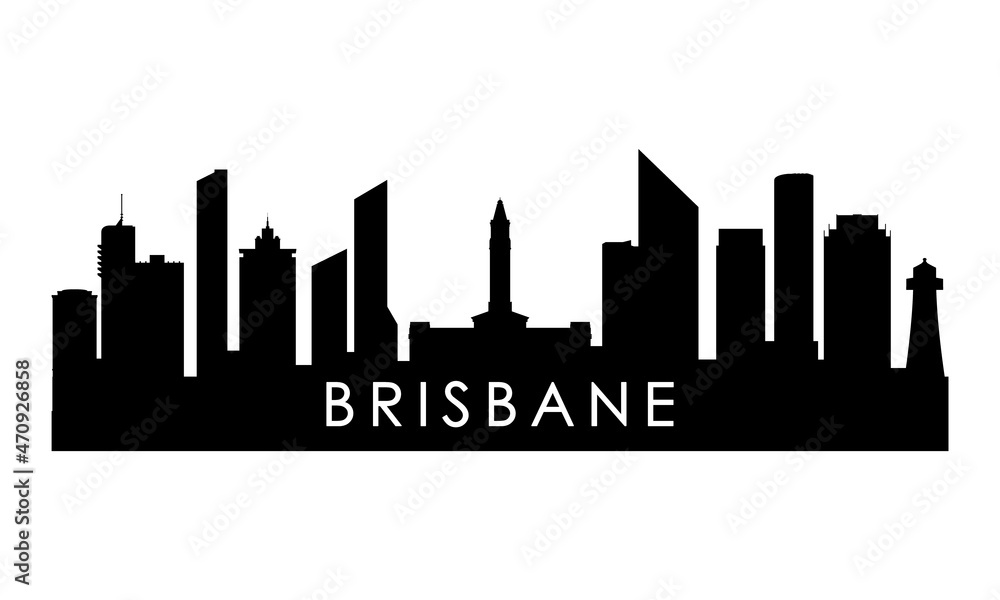 Brisbane skyline silhouette. Black Brisbane city design isolated on white background.