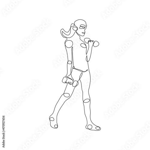 woman workout pose line art person illustration. female character exercise health fitness outline logo eps 10 version