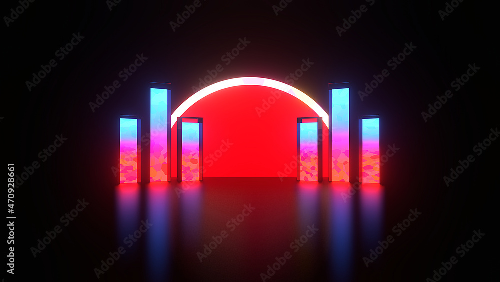 赤い光のアブストラクト ステージ 3DCG 背景 赤い光のアブストラクト ステージ 3DCG 背景