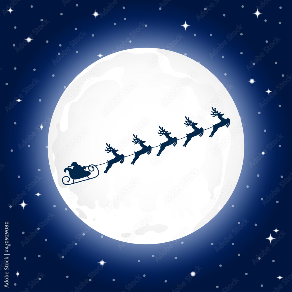 Santa Claus rides reindeer in a sleigh sled. Santa Claus rides reindeer in a sleigh sled.