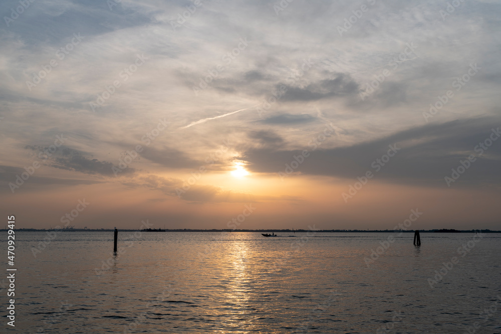 Sunset in the Venice Lagoon. magic