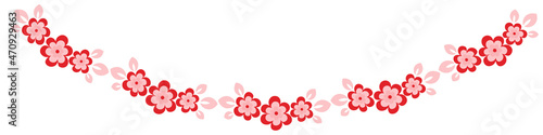 Illustration on a sheet of 4x1 format - stylized flowers with leaves - graphics. Banner for text, gift