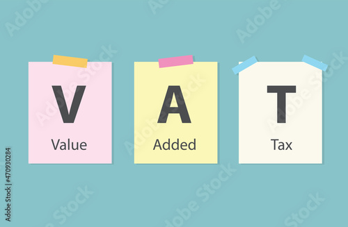 VAT Value Added Tax written on memory papers- vector illustration