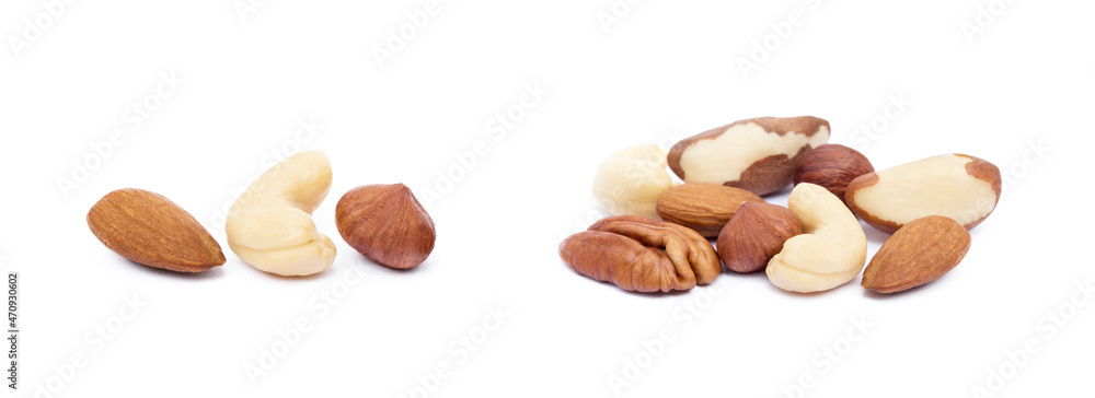 Mixed nuts isolated on white background Mixed nuts isolated on white background