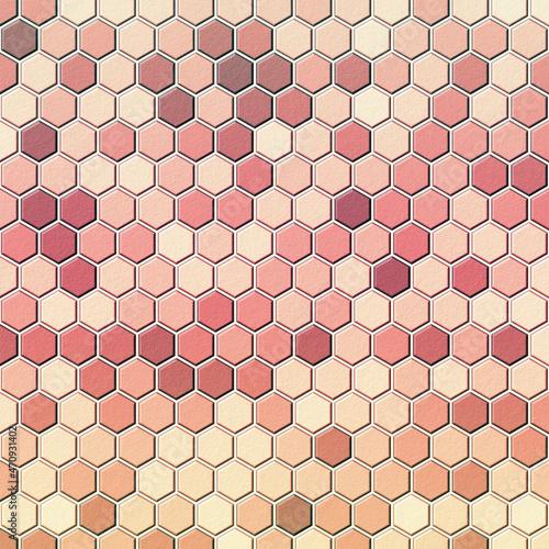 Colorful hexagon wall texture background. 3d rendering.