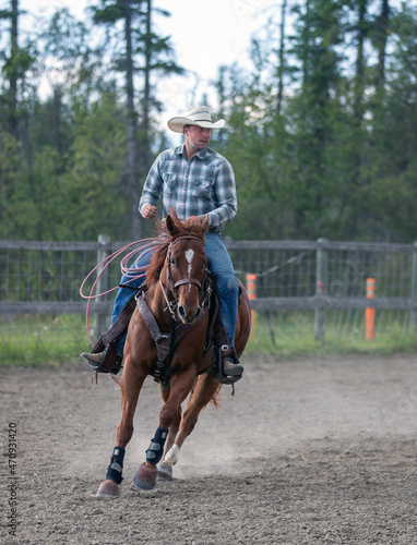 Cowboy riding horse 