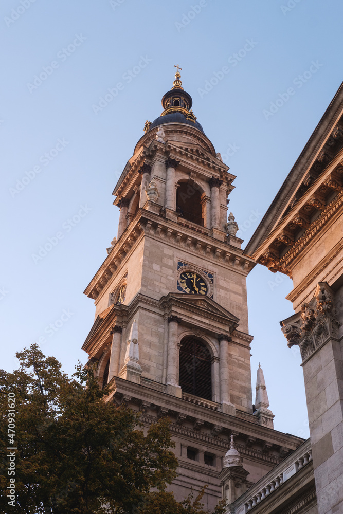 Budapest, Hungary, Europe, October 27, 2021: Basilica of St. Stephen in Budapest. One of the most famous landmarks in Hungary.