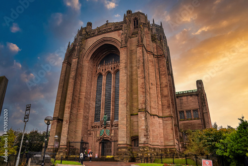 Liverpool, England. September 30, 2021. Cathedral Church of Christ or Cathedral Church of the Risen Christ on St James Mount