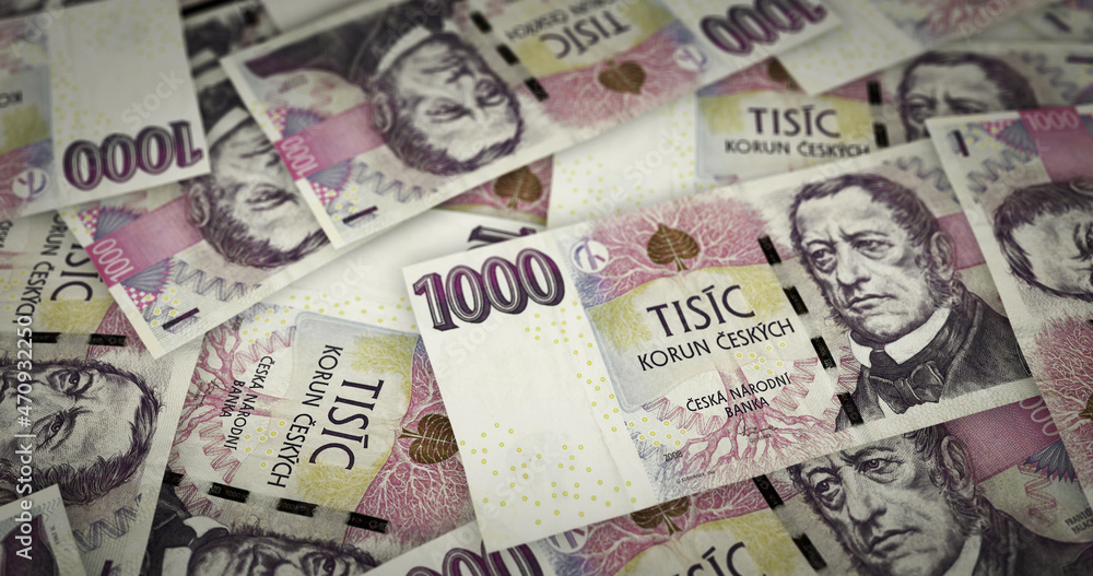 Fototapeta premium Czech koruna note money printing concept illustration