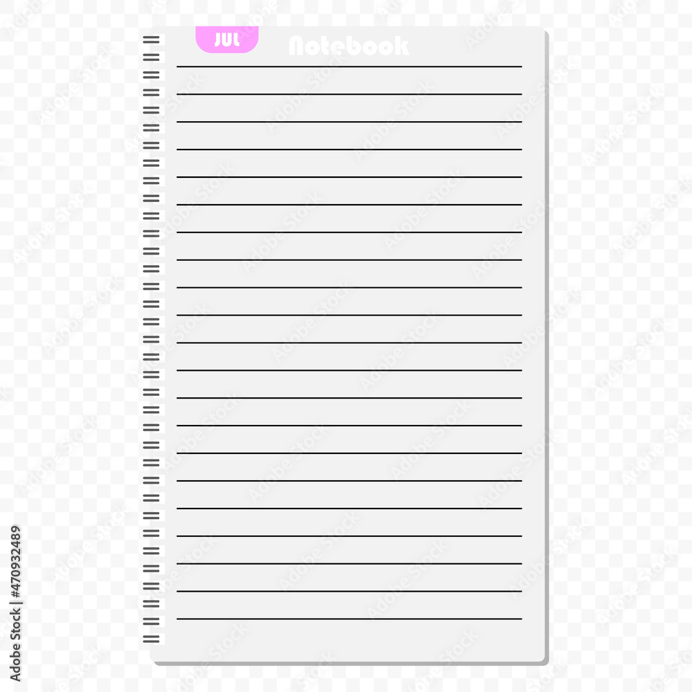 Monthly notepad for entries vector icon. July notepad icon. Notepad in a flat style. Simple icon. Vector illustration. Monthly notepad for entries vector icon. July notepad icon. Notepad in a flat style. Simple icon. Vector illustration.