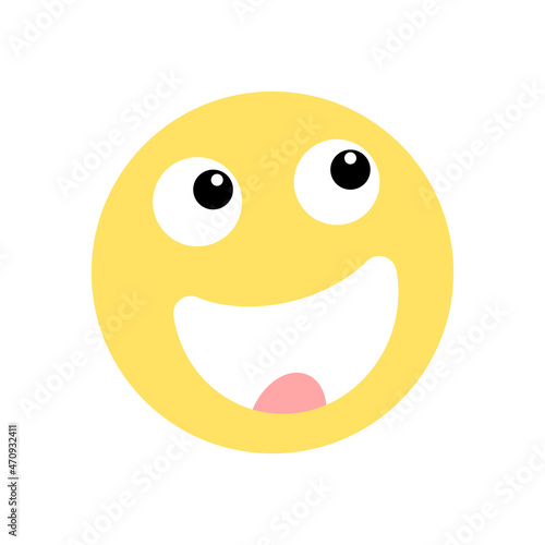 Cheerful emoticon vector icon. Cheerful emotion icon. Yellow emoticon. Emoji smiley. Vector illustration.