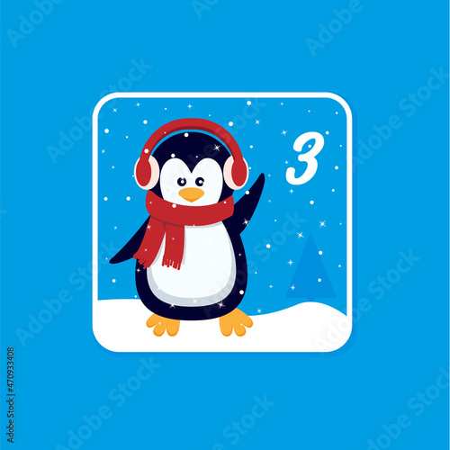 Advent calendar. Christmas holiday celebration cards for countdown December 3