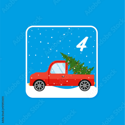 Advent calendar. Christmas holiday celebration cards for countdown December 4