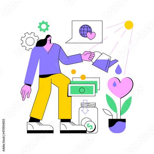 Philanthropy abstract concept vector illustration. Private initiative, generosity, donation fund, monetary gift, financial support, solving public problem, social philanthropy abstract metaphor.