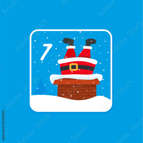 Advent calendar. Christmas holiday celebration cards for countdown December 7