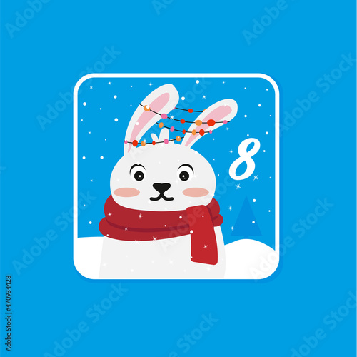Advent calendar. Christmas holiday celebration cards for countdown December 8