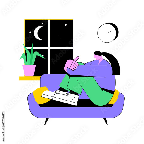 Sleep disturbances abstract concept vector illustration. Insomnia treatment, clinical diagnostic, digital overload, sleeping disorder, alerted pattern, rem, mental health abstract metaphor.