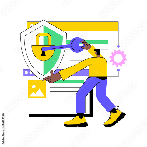 Rights of access abstract concept vector illustration. Personal data, document management system, database protection, erasure right, client protection, access denied, digital abstract metaphor. photo