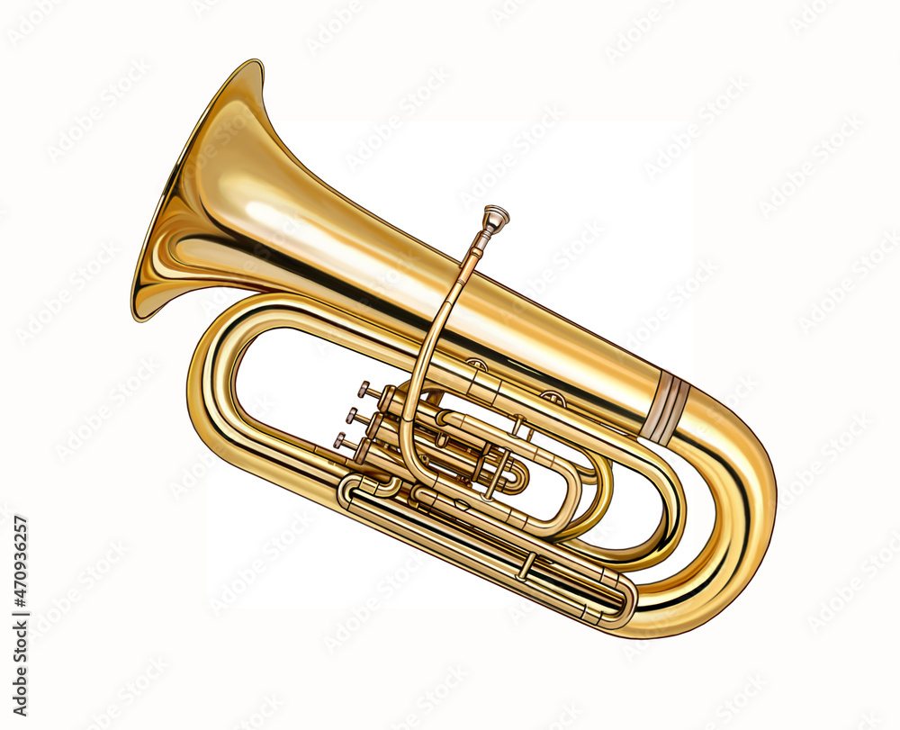 Obraz premium Tuba, brass musical instrument