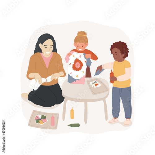 Tie dye isolated cartoon vector illustration. Imagination and creativity development activities, early education, daycare center, preschool children, public school program cartoon vector.