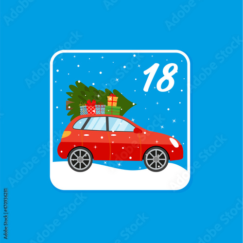 Advent calendar. Christmas holiday celebration cards for countdown December 18
