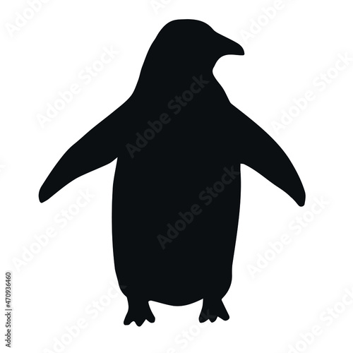 Vector hand drawn penguin silhouette isolated on white background