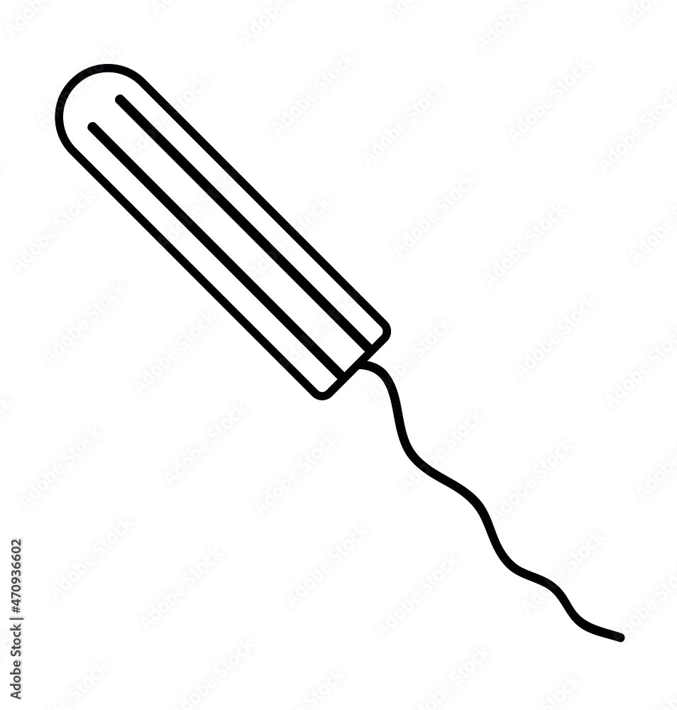 Vector flat outline menstrual tampon isolated on white background Vector flat outline menstrual tampon isolated on white background