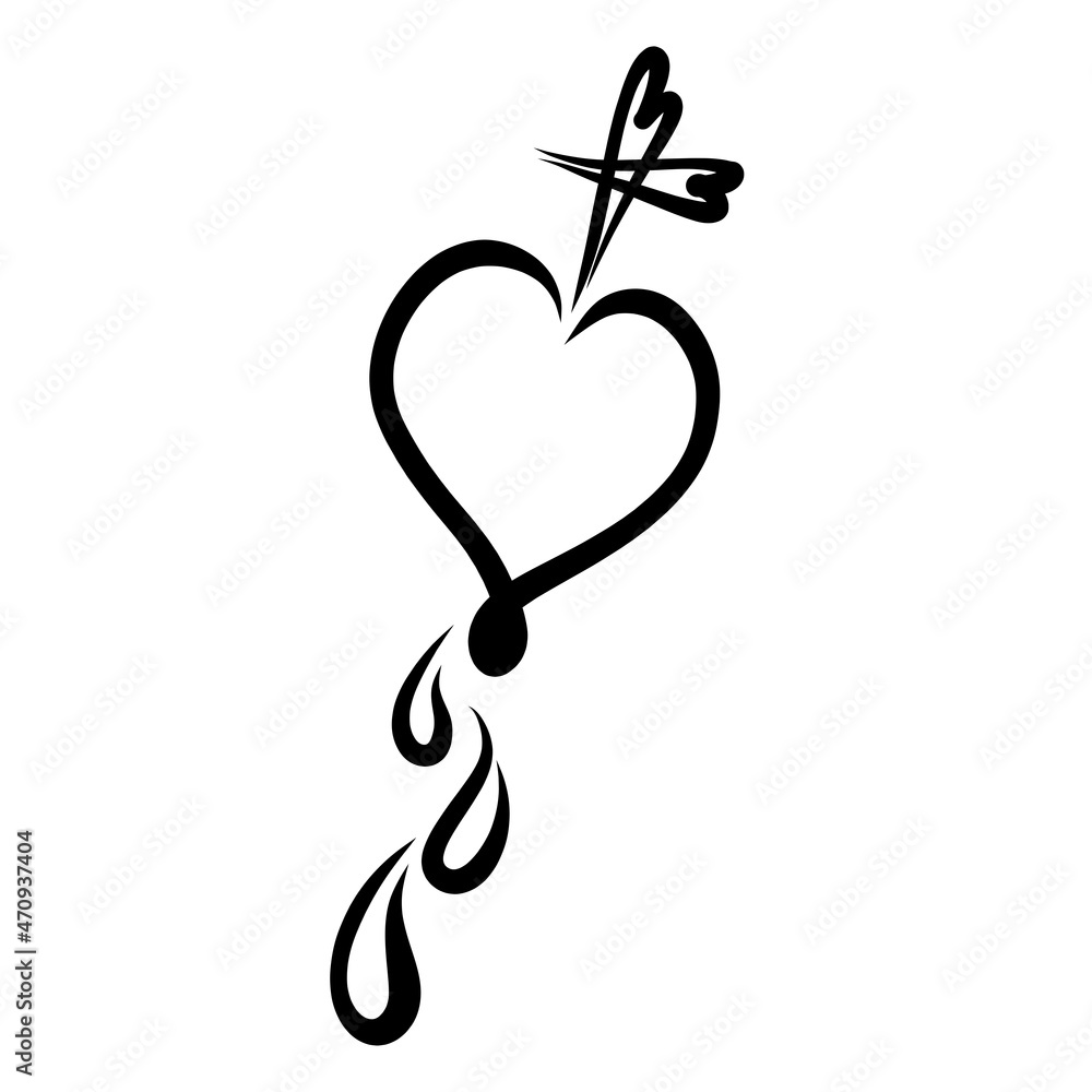 heart with christian cross and drops cleansing from sin, christian symbol heart with christian cross and drops cleansing from sin, christian symbol