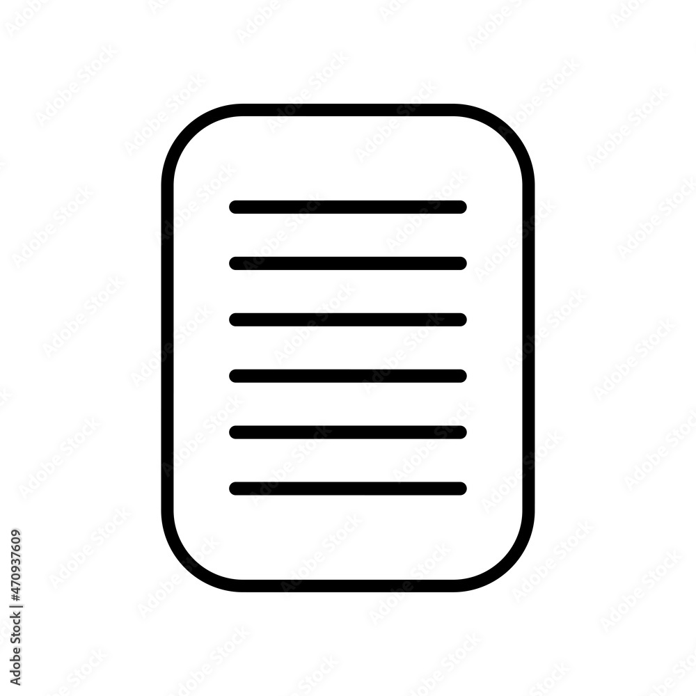 Paper icon vector illustration. Document, cotract or note symbol. Outline style