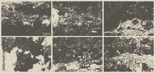 Cement wall texture grunge set. Cement, concrete, plaster wall. Vintage grunge vector backgrounds. Rough grungy textures collection.