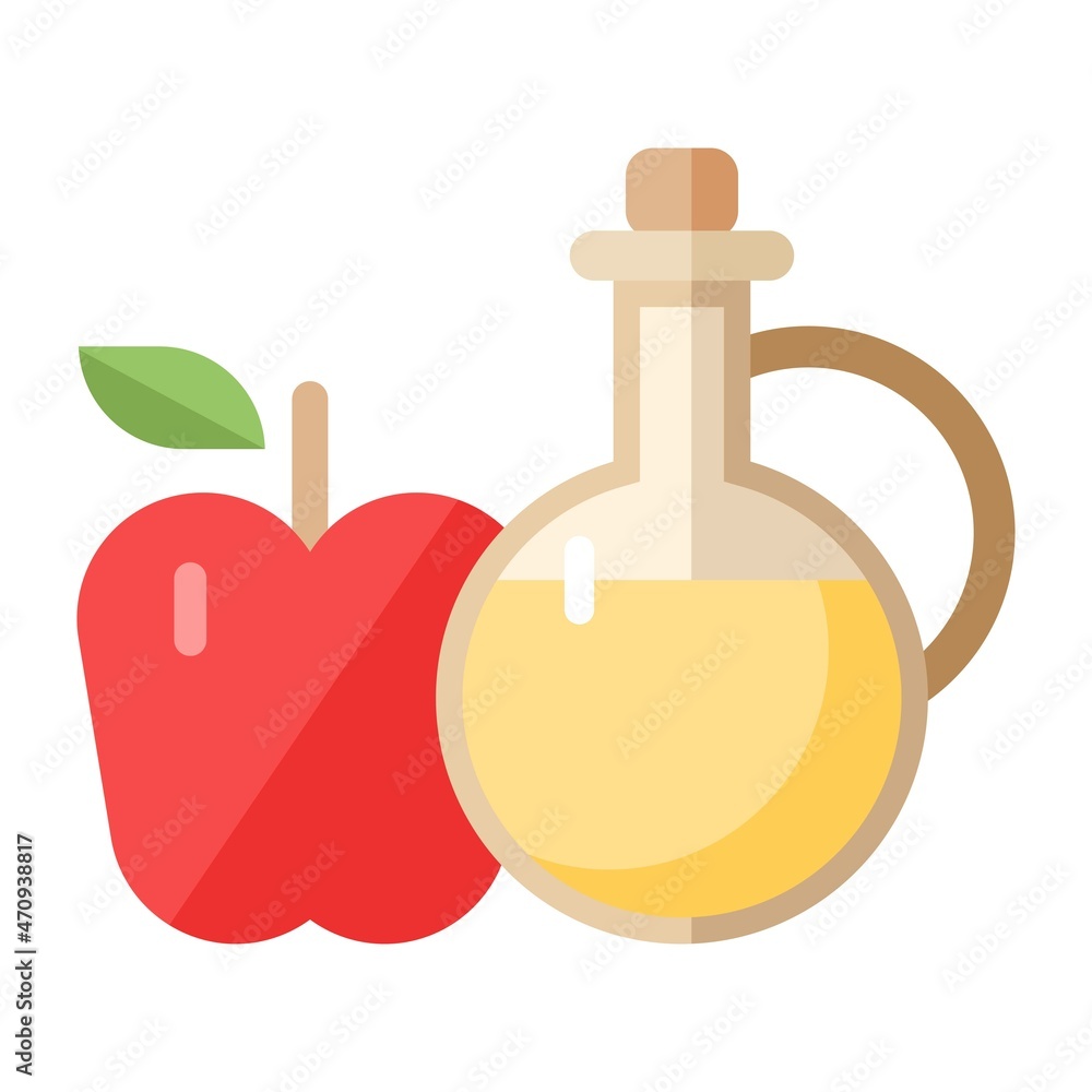 apple cider vinegar flat clipart vector illustration Stock Vector ...