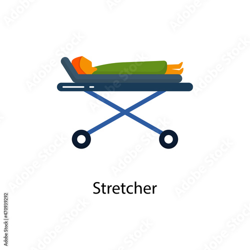 Stretcher Flat Icon. Pixel Perfect. For Mobile and Web. stock illustration