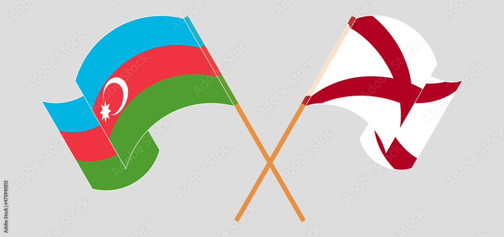 Crossed and waving flags of Azerbaijan and The State of Alabama Crossed and waving flags of Azerbaijan and The State of Alabama
