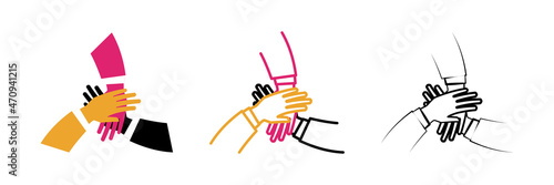 Teamwork Hands in Working Group, Business Partnership Icon