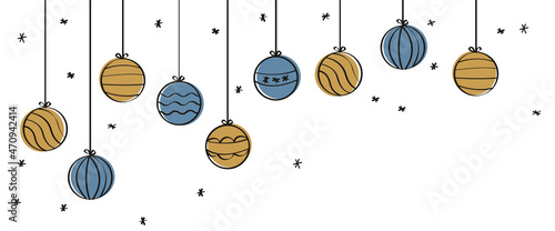 Christbaumkugeln Weihnachten Weihnachtskarte Banner mit Freiraum Vektor Illustration