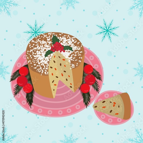 Christmas traditional sweet bread cake Panettone.