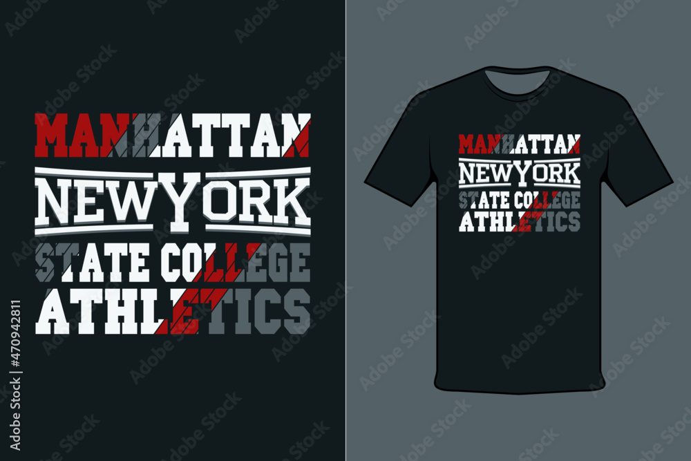 Manhattan New York State College Athletics Modern Black T Shirt